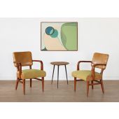 Vintage Upholstered Armchair with Wooden Arms