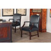 Dark Slate Leather Upholstered Armchair