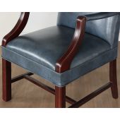 Marbled Blue Leather Upholstered Armchair