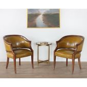 Vintage Lemon Curry Vinyl Barrel Chair