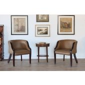 Tan Leather Barrel Chair