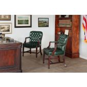 Green Leather Tufted Armchair