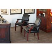 Black Leather Armchair with Nail head Trim