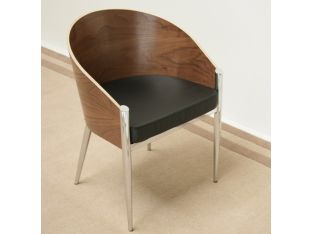 Curved Back Barrel Arm Chair with Chrome Legs