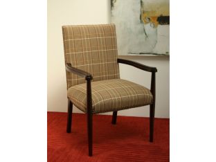 Camel Houndstooth Plaid Arm Chair
