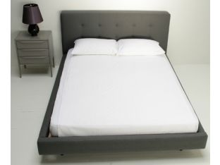 Tufted Charcoal Gray Linen Queen Bed