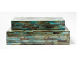 Set of 2 Verdigris Covered Boxes