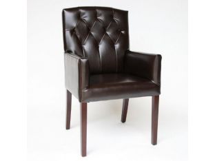 Brown Leather Tufted Arm Chair