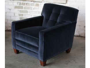 Modern Navy Velvet Club Chair with Tufted Back