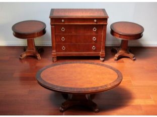 Cherry and Walnut Burl Oval Coffee Table