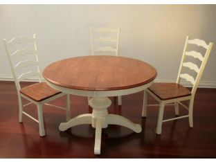 Shore White Pedestal Dining Table with Maple Top