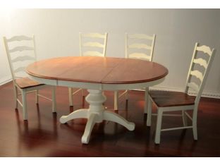 Shore White Pedestal Dining Table with Maple Top