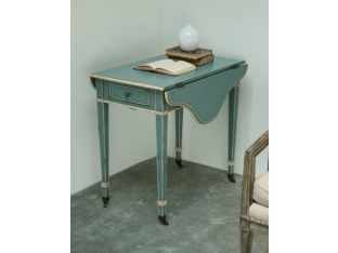 Blue Drop Leaf End Table