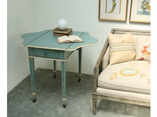 Blue Drop Leaf End Table