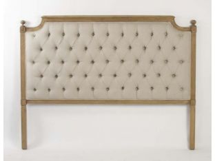 Louis Natural Oak Tufted Queen Headboard in Natural Linen