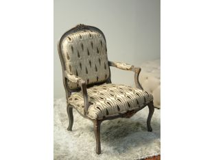 Louis XVI Style Bergere Chair with Paisley Upholstery