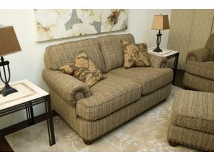 Pale Olive Tweed Rolled-Arm Loveseat