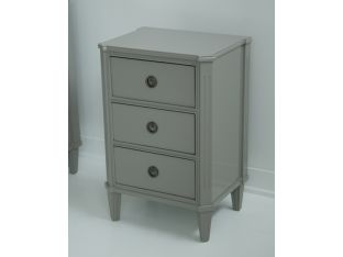 Chelsea Textiles Gustavian Bedside Table with Three Drawers in Ash Gray Lacquer