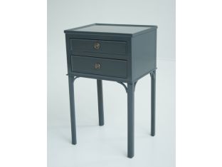Chelsea Textiles Gustavian Bedside Table with Two Drawers in Midnight Lacquer