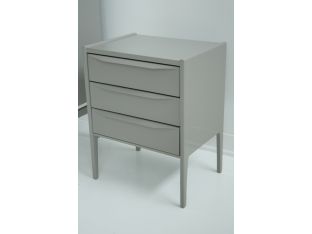 Chelsea Textiles Mid-Century Bedside Table with Three Drawers in Ash Gray Lacquer