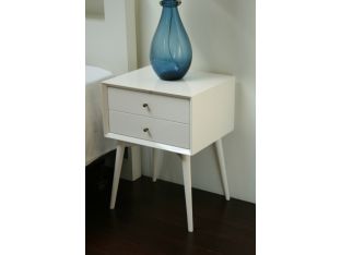 White Mid-Century Nightstand