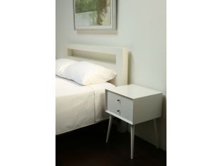 White Mid-Century Nightstand