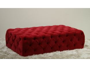 Rectangular Tufted Velvet Claret Ottoman