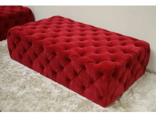 Rectangular Tufted Velvet Claret Ottoman