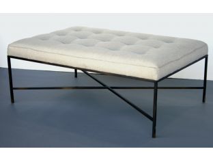 Oly Jonathan Ottoman in Antique Bronze with Stone Linen Upholstery