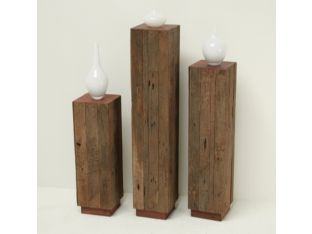Medium Reclaimed Red Wood and Teak Pedestal