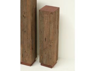 Medium Reclaimed Red Wood and Teak Pedestal