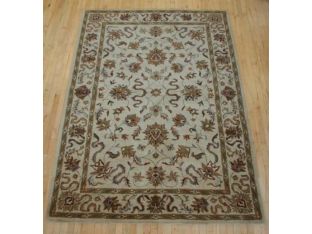 9'6" X 6' Beige Agra Hand Tufted  Rug