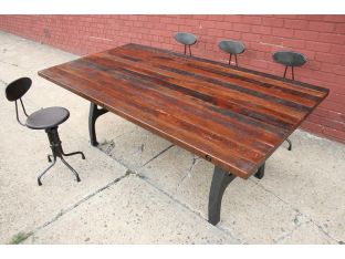 Recycled Cast Iron and Hardwood Dining Table