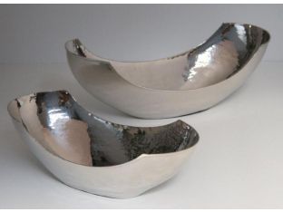 Set of 2 Assorted Hammered Nickel Bowls