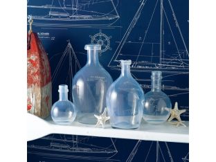 Set of 4 Antiqued Glass Bottles