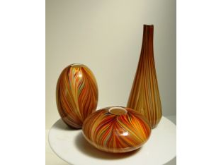 Set of 3 Orange Pucci Vases