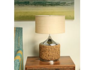 Cork and Chrome Table Lamp