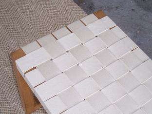 Blonde Wood Bench with Natural Straps