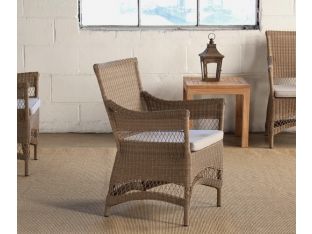 Square Back Wicker Patio Chair in Gray