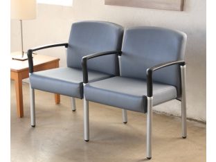 Gray Upholstered 2-Seater Waiting Room Chair