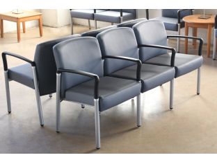 Gray Upholstered 3-Seater Waiting Room Chair