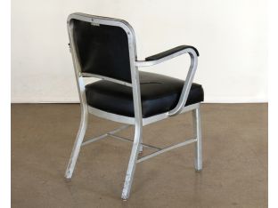 Metal Armchair with Black Vinyl Seat and Back