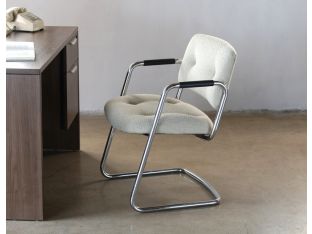 Vintage Nubbed Oatmeal Waiting Room Chair
