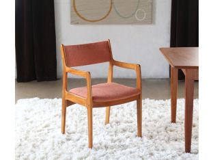 Danish Modern Arm Chair with Orange Upholstery
