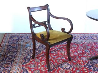 Regency Style Mahogany Dining Room Chair with Arms, Circa 1960