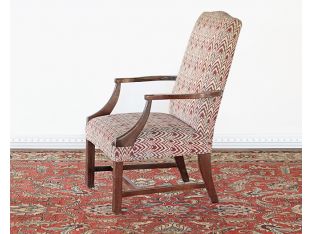 Brick Red Flame Stitch Armchair, Circa 1970