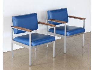Blue Vinyl Waiting Room Chair