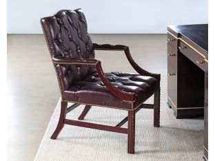 C-Suite Brown Tufted Leather Executive Arm Chair