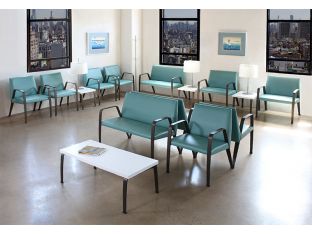 Aqua Waiting Room Chair With Bronze Finish