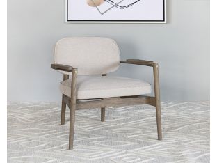 Taupe Arm Chair With Oak Frame